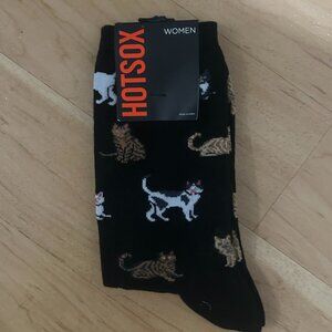 Hotsox Womens Cat Print Socks - shoe size 4-10.5 US - NEW WITH TAGS